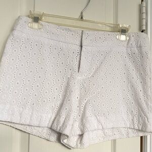 AB Studio White Eyelet High Waist Shorts